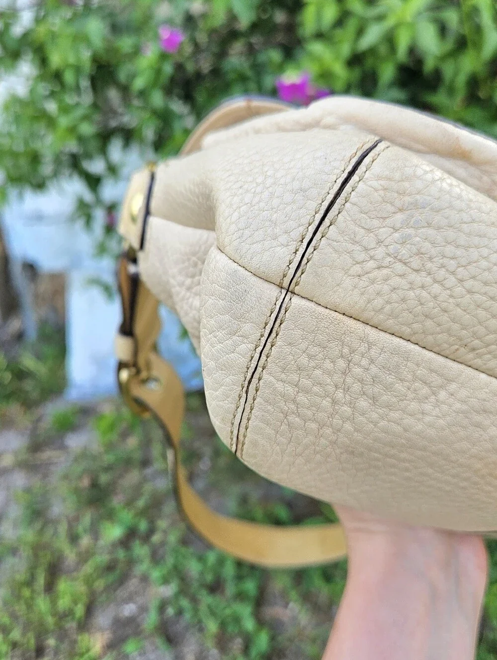 Coach Soho Double Pocket Buckle Flap 11842 Ivory Pebbled Leather Shoulder Bag